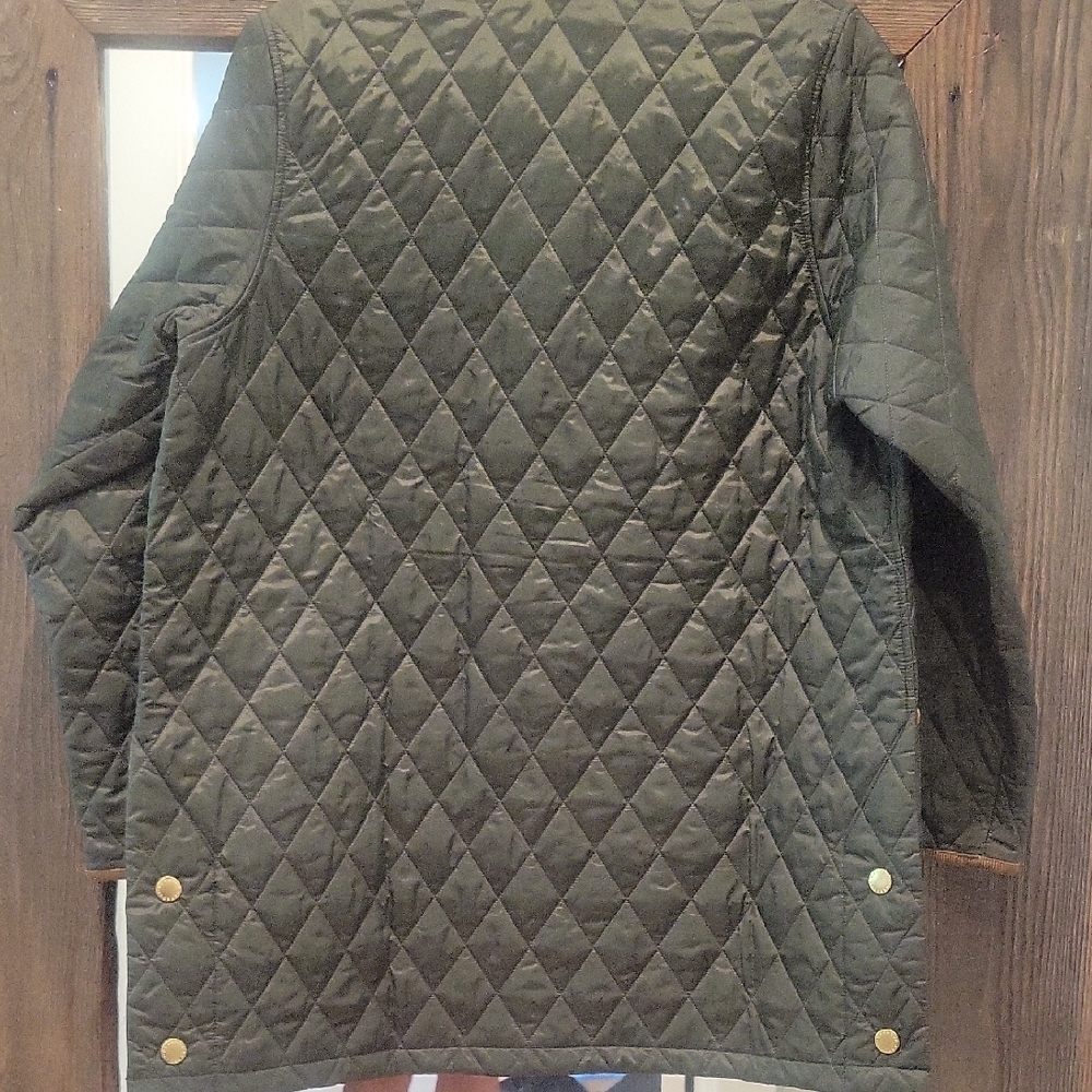 Barbour Green Quilted Jacket with Tan Collar - Picture 5 of 5
